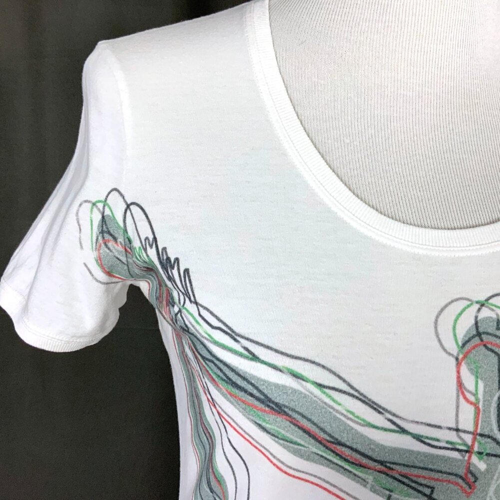 Armani Jeans White Cotton Graphic Short Sleeve Tee Sz M - Picture 6 of 16